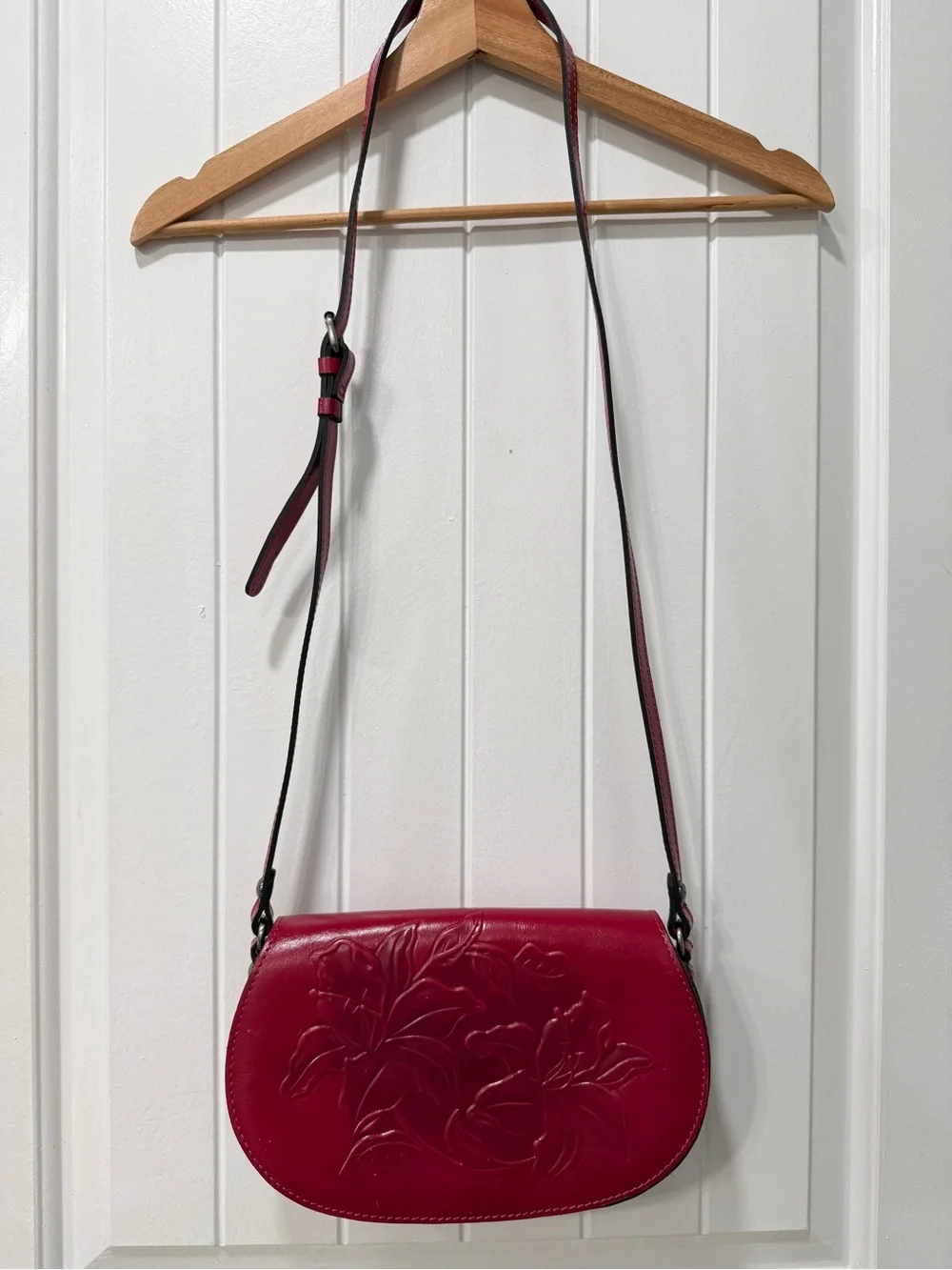 Patricia Nash Red Embossed Leather Lydie Crossbody
